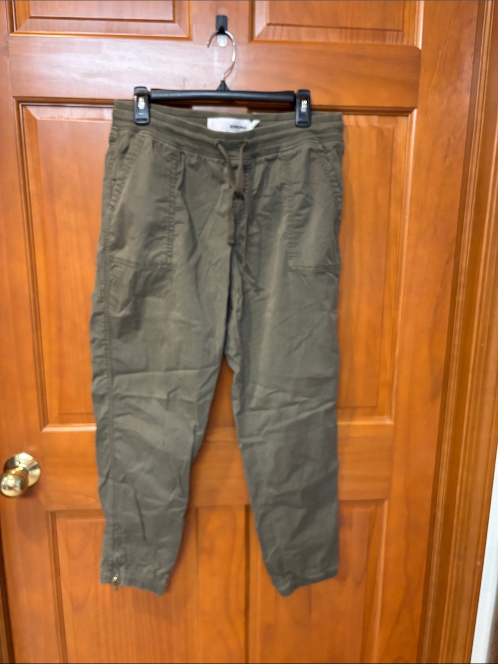 Sonoma Olive Drawstring Utility Joggers with Ankle Zips